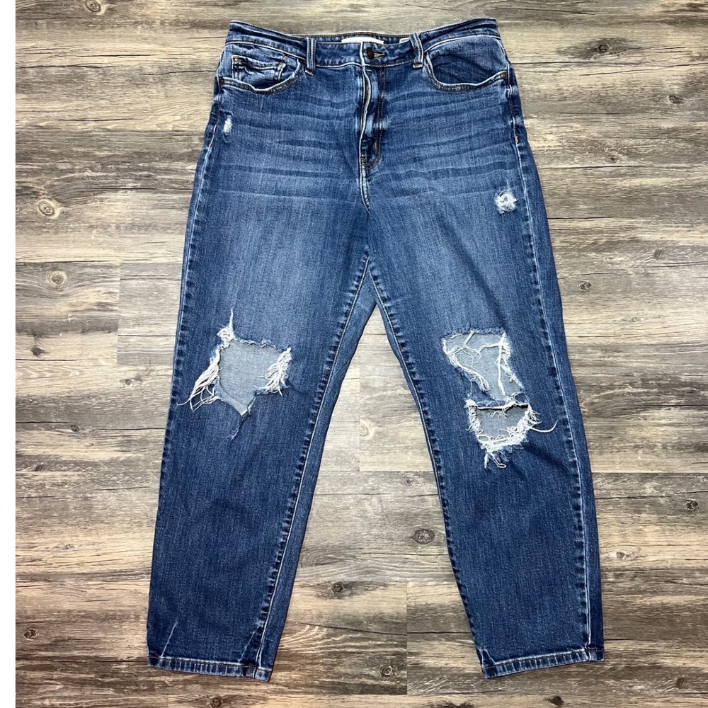 EUNINA Distressed Skinny Jeans Mid Rise Stretch‎ Y2K Casual Cool Denim